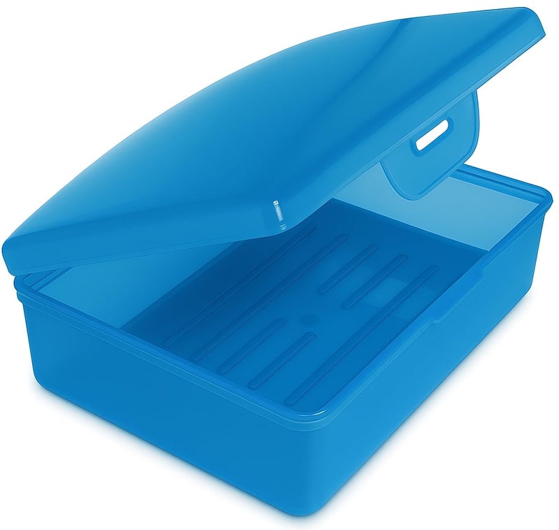American Comb: Soap Box 1 Ct Aqua - Made in The USA - Soapbox with Hinged Lid and Secure Latch - Image 1